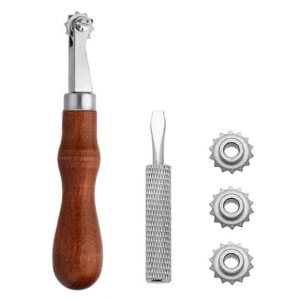 DIY Leather Craft Tool Spacing Wheel Tracing Marking Stitching Groover for Leatherwork