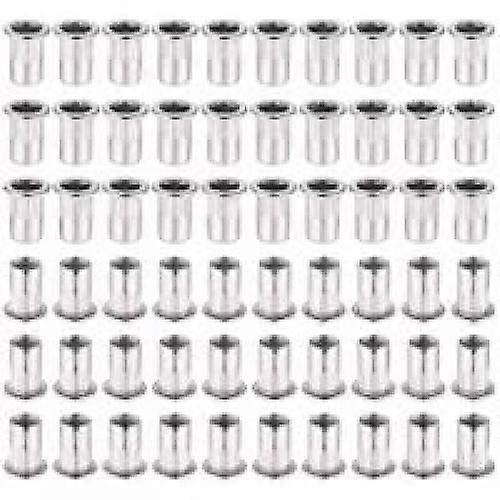 60 Pieces 304 Stainless Steel Rivet Nut M6 Flat Head Blind Nut Threaded Rivet Rivet Nut for Threaded Insert Pliers
