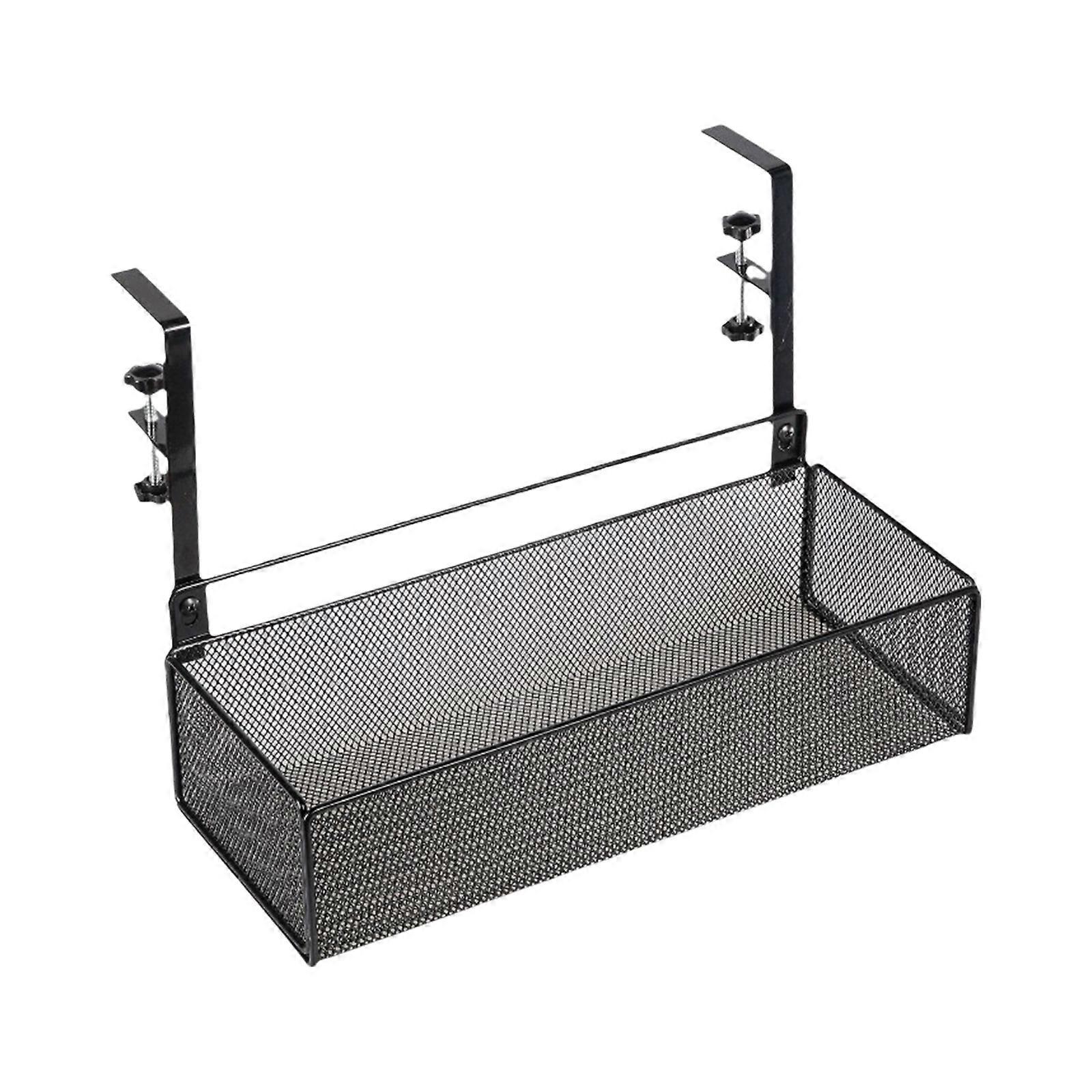 Practical Table Underneath Hanging Shelf Office School Desk Under Hanging Basket Space Saving Carbon Steel Organizers  Black