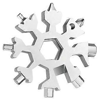 5pcs 18-en-1 flocon de neige multi outil portable, ouvre-bouteille en acier inoxydable / kit de tournevis cruciforme plat / clé