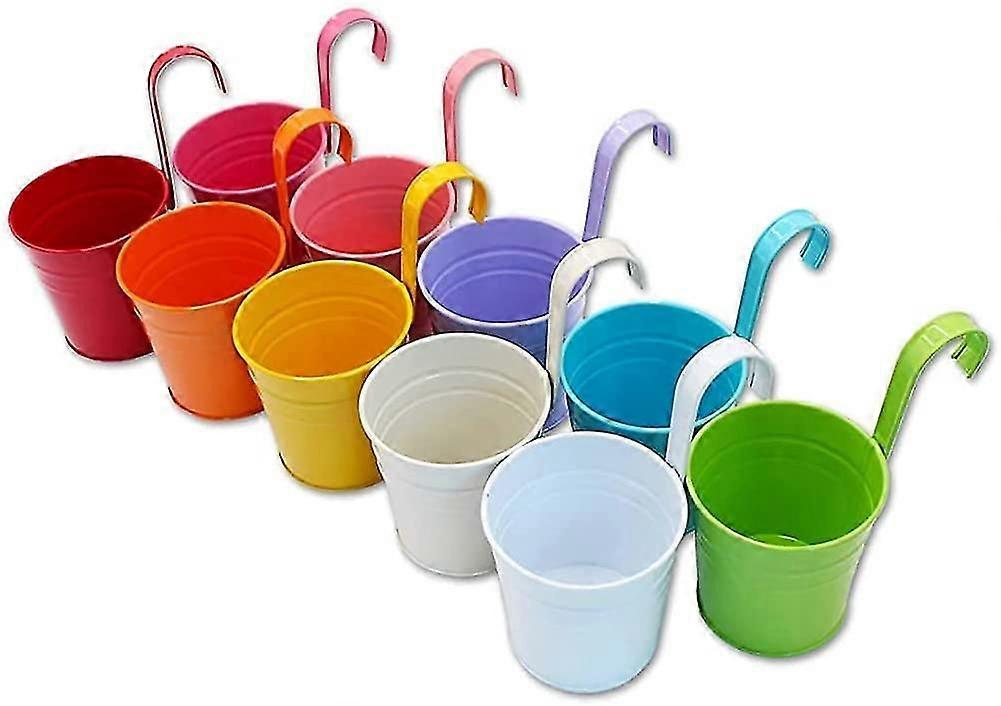 吊り下げ式植木鉢 金属製植木鉢。カラフルなフェンス植木鉢 吊り下げ式プランター