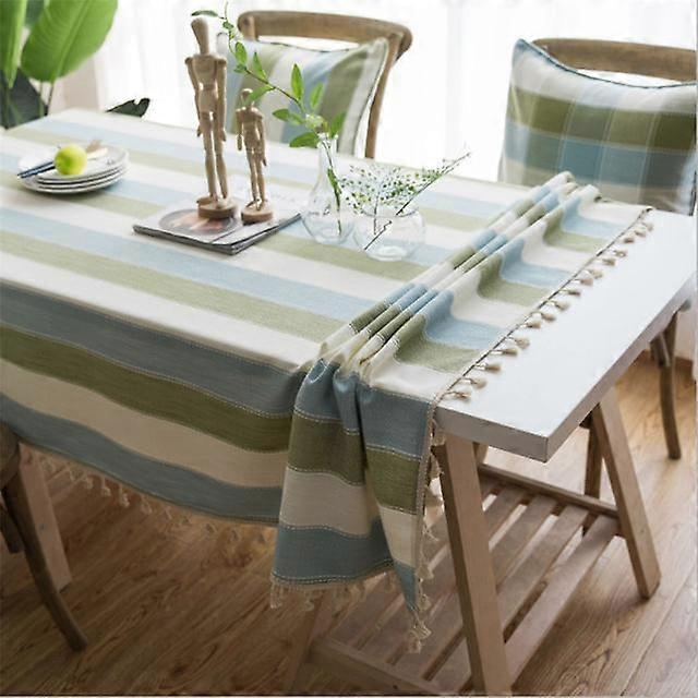 Striped Table Cloth Modern Home Wedding Party Decoration Table Cover Polyester Tassel Rectangular Tablecloth