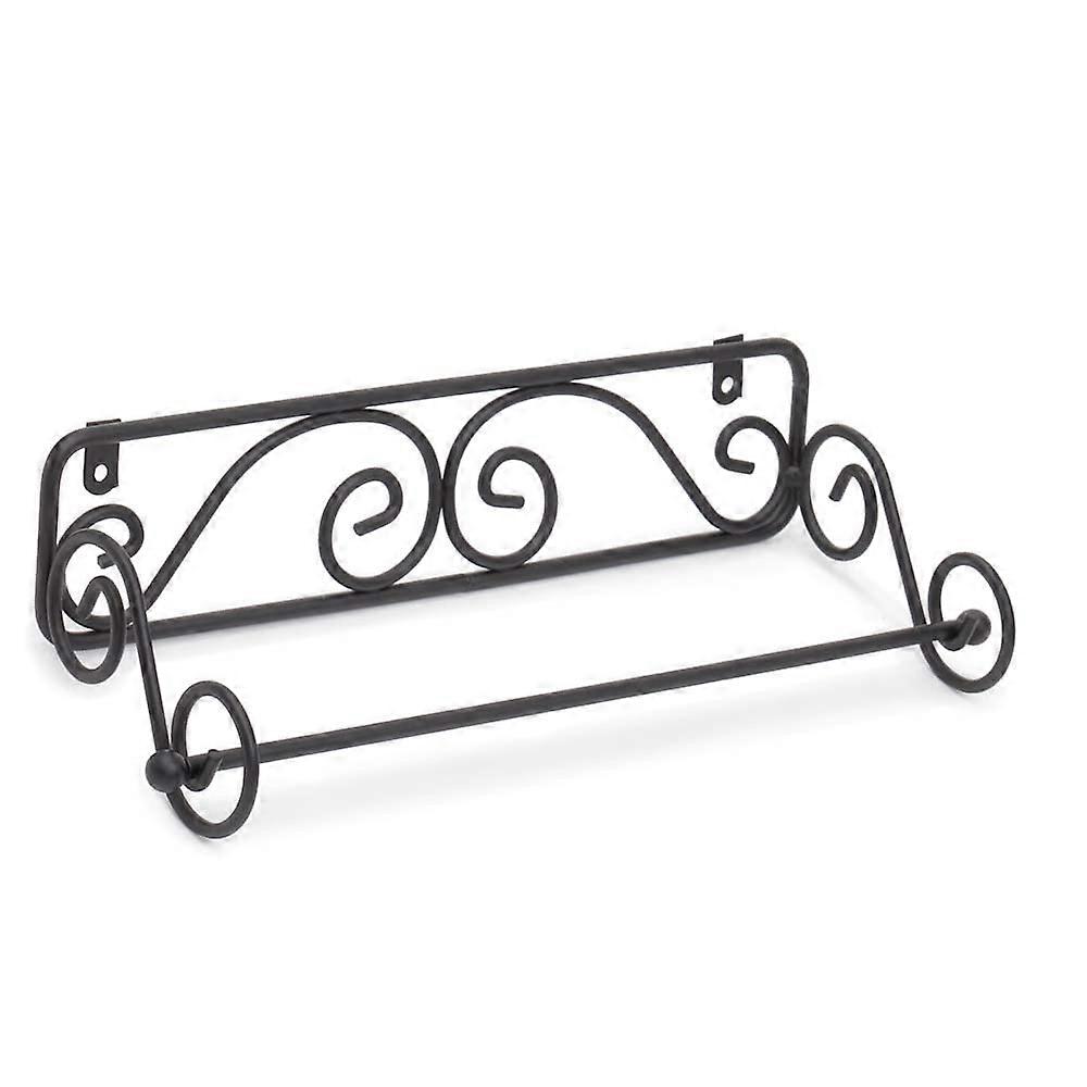Black Scroll Design Paper Towel Holder, Fits Standard and Jumbo Sizes, Space-Saving Metal Kitchen Organizer