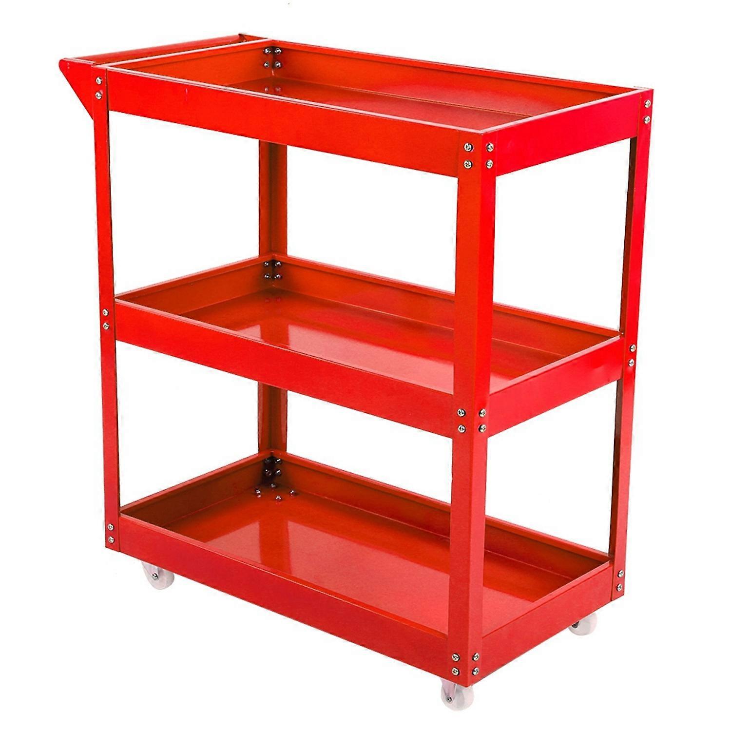 3 Tier Tools Storage Cart Multi Functional Workshop Garage Heavy Duty Mobile Trolley(Red)