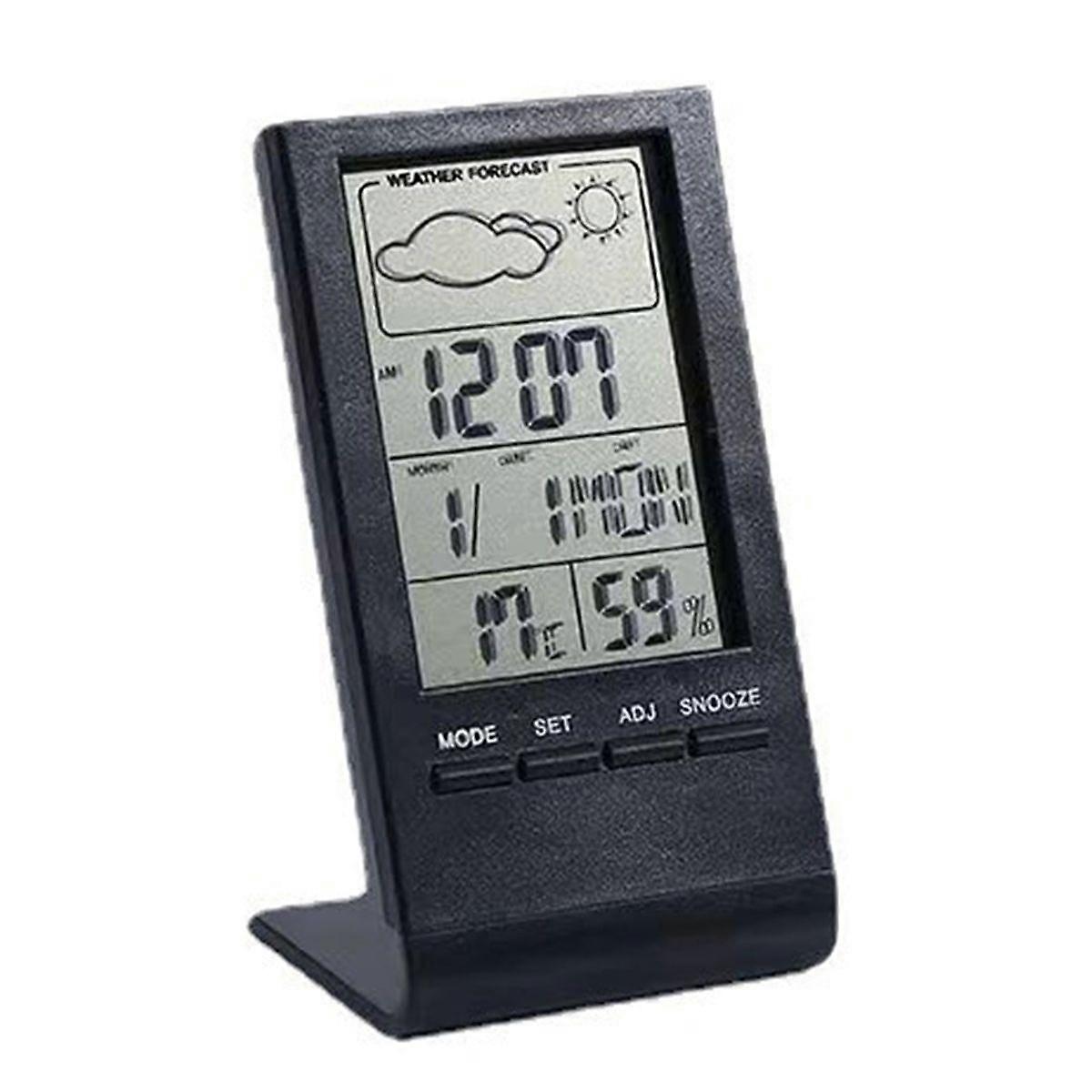 Indoor outdoor thermometer, indoor outdoor hygrometer barometer thermometer, digital clock alarm with outdoor sensor display time Date day moon Phase