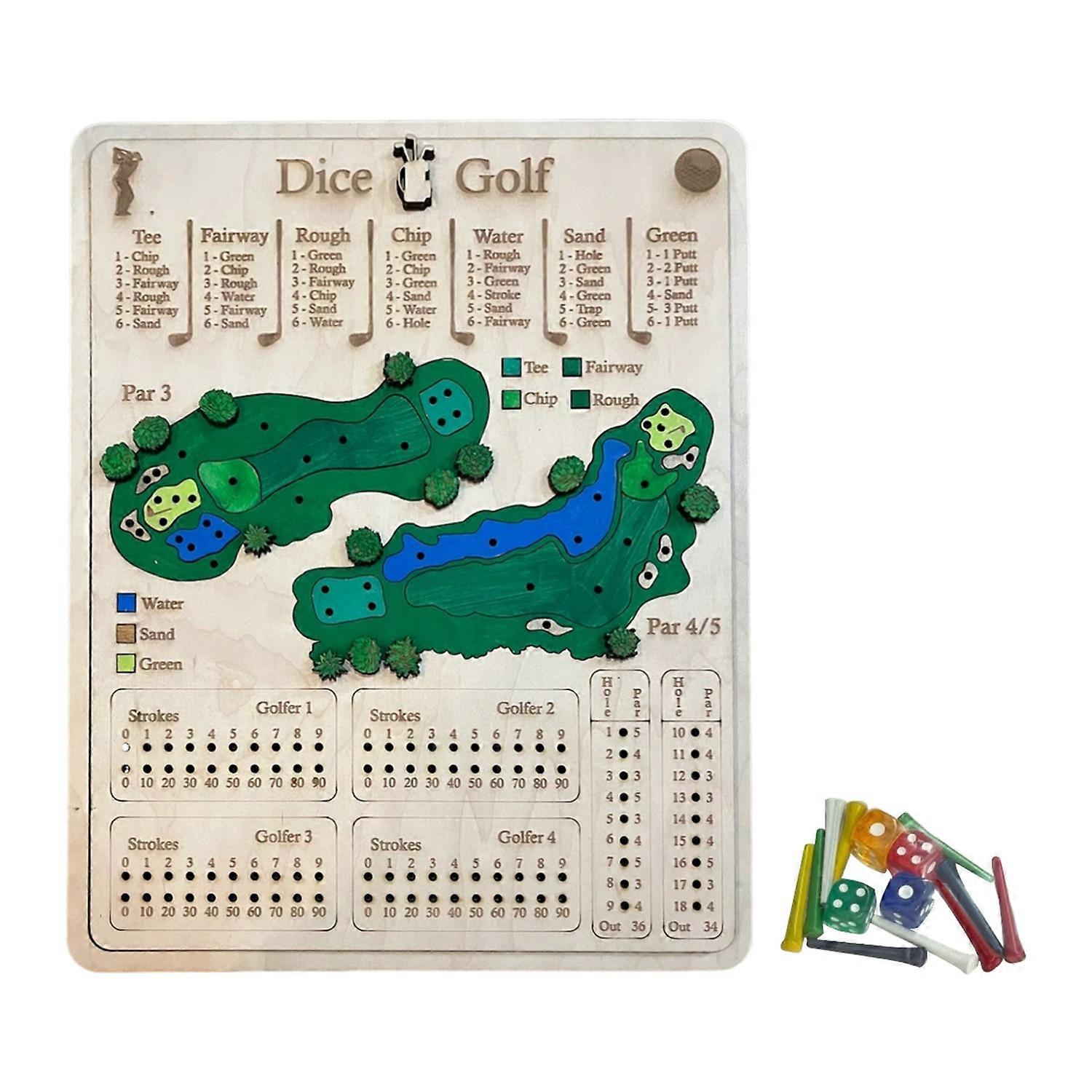 1セット木製ゴルフサイコロボードゲームポータブルトラベルゴルフスコアボードおもちゃ子供大人インタラクティブゴルフ