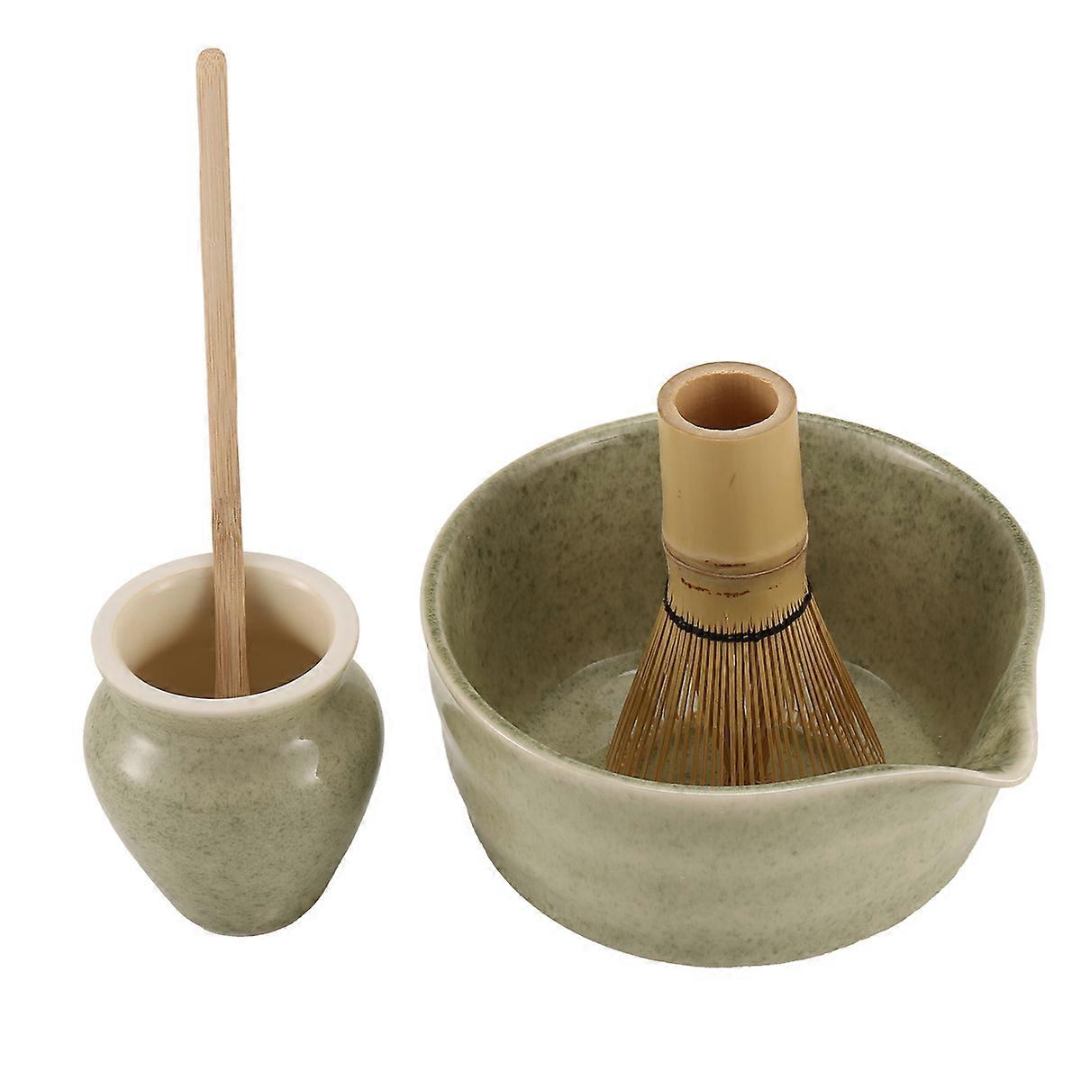 Matcha Set, Japanese Tea Set Includes Matcha Bowl with Spout, Matcha Holder, Bamboo Matcha and Bambo