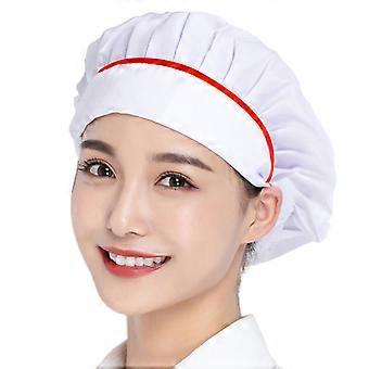 Unisex Kitchen Caps Reusable Cook Caps Unisex Hair Cover Adult Adjustable Chefs Hat for Baking Party Cooking Restaurant  white white edging