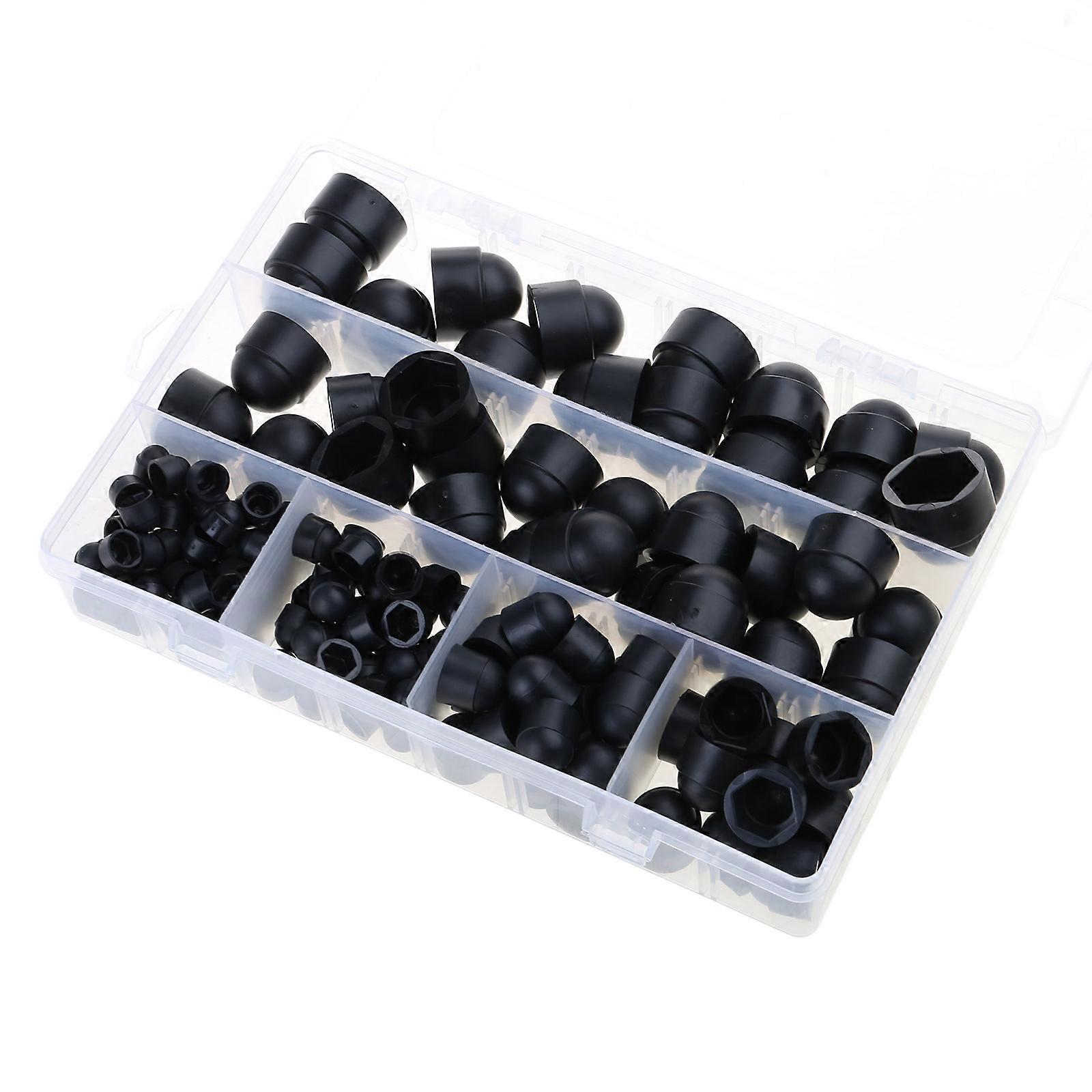 Threaded Inserts with Caps Set Plastic Locking Assortment Easy to Use Self Locking Nut with Caps Set Essential Nut Set  Black