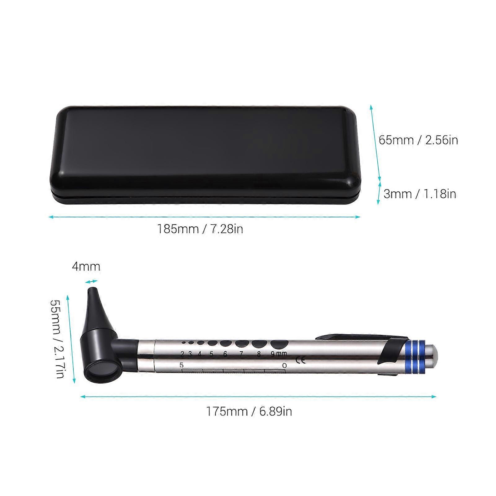 2 in 1 Otoscope and Eyes Diagnostic Tool Kit with LED Light 4mm Replaceable Ear Tips Portable Stainless Steel Handheld Optical Otoscope Ears