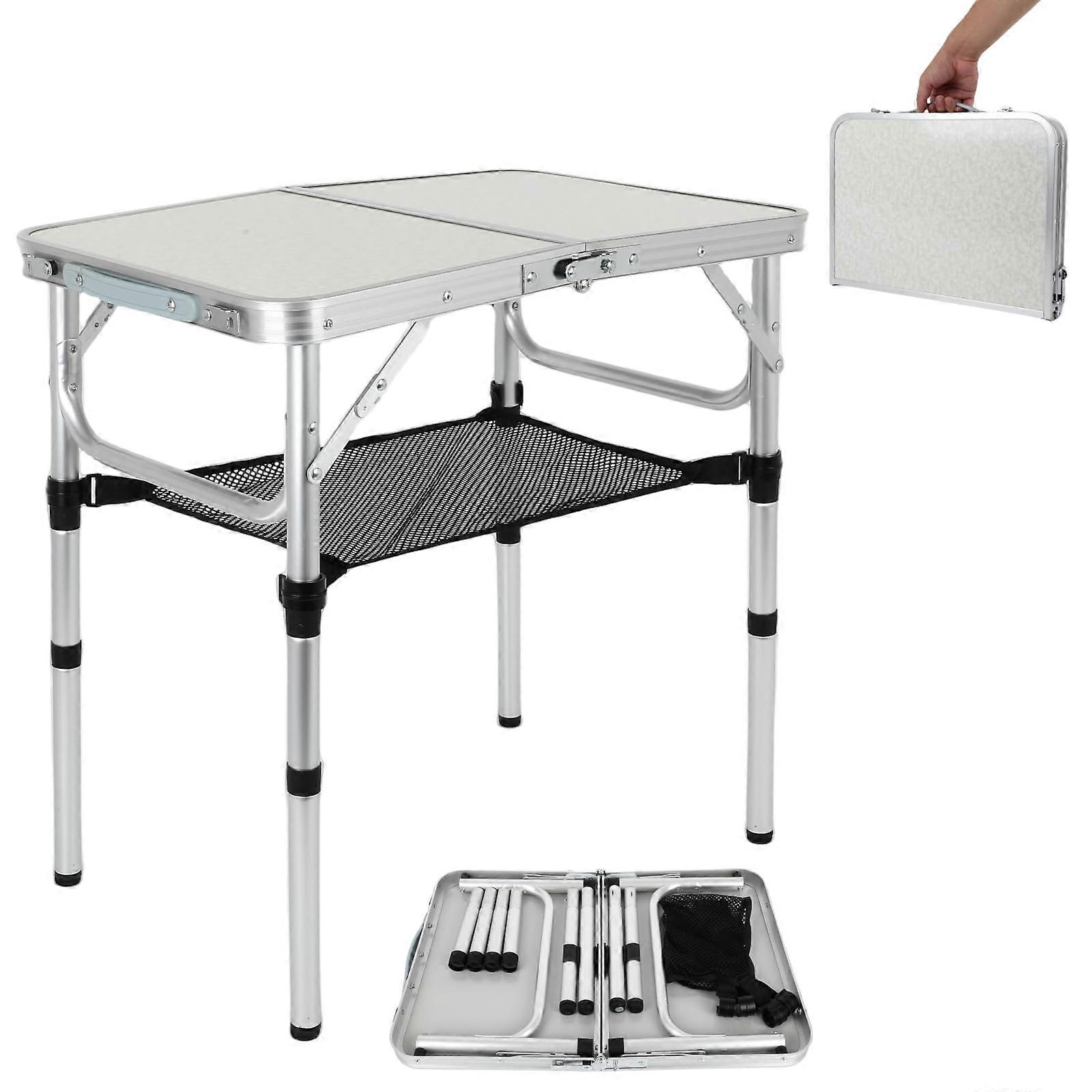 Small Adjustable Height Folding Table for Outdoor Camping Cooking, Portable Lightweight Aluminum, Easy Setup, Compact Size
