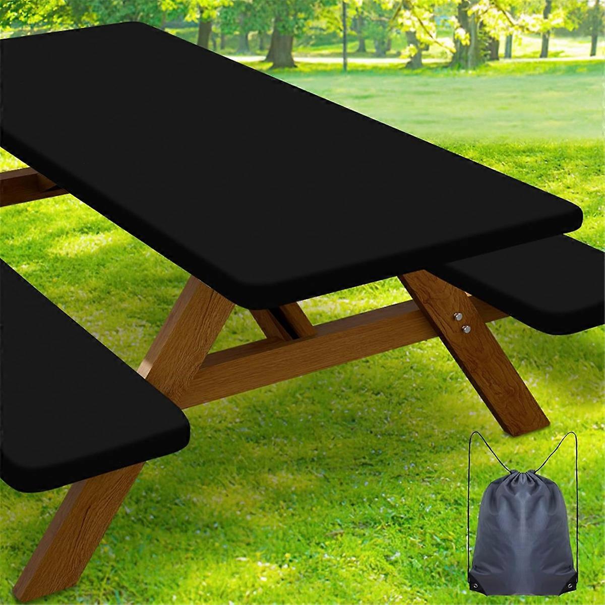 Picnic Table Cover with Bench Covers, Waterproof Elastic Tablecloths