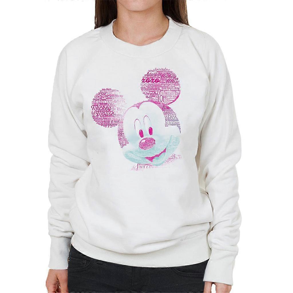 Disney Mickey Mouse Pink Text Head Women's Sweatshirt