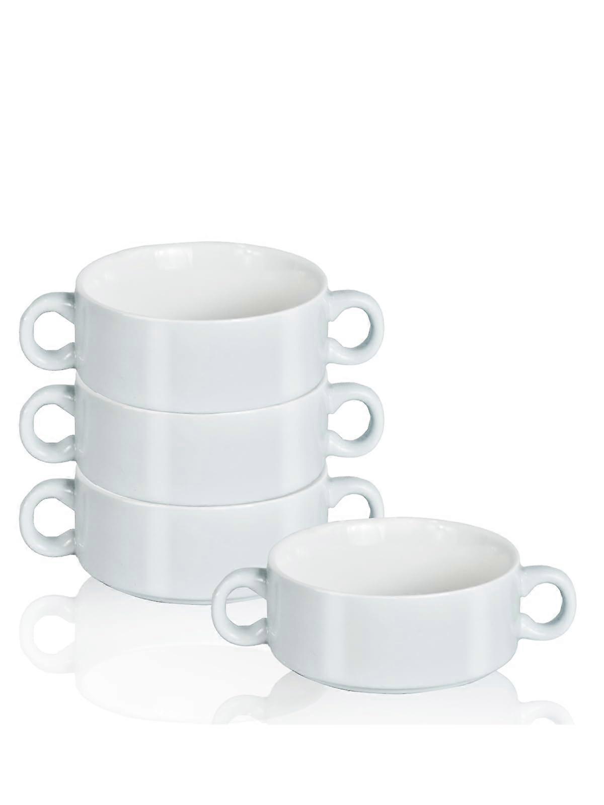 Large Soup Bowls Set of 4, Stackable 12-Ounce Dishwasher Safe and Microwave Safe Ceramic Dinnerware