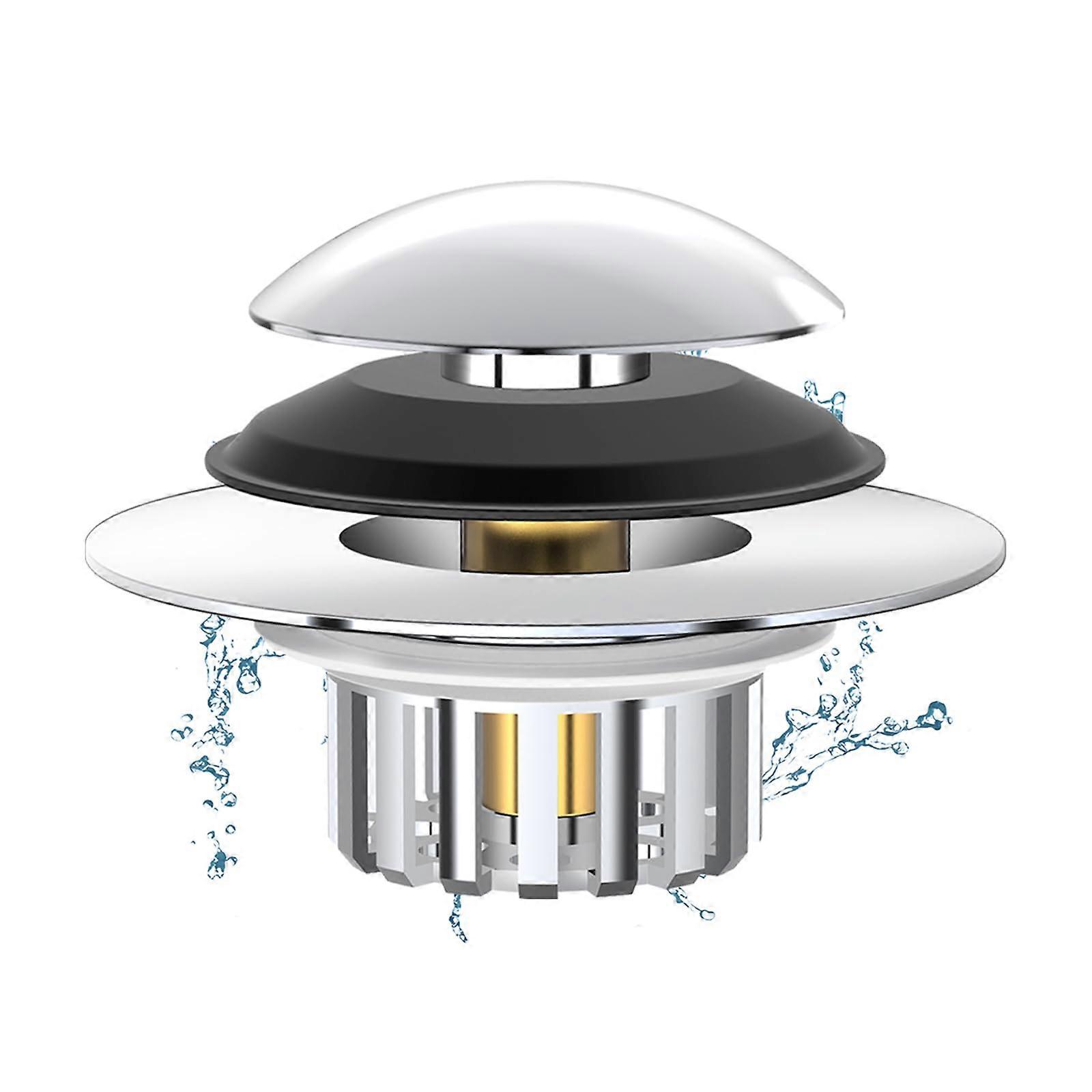 Upgraded 2 in 1 Bathtub Drain Stopper with Hair Catcher, Pop-up Anti-Clogging Plug for 1.45-1.8 Inch Drain Shoe