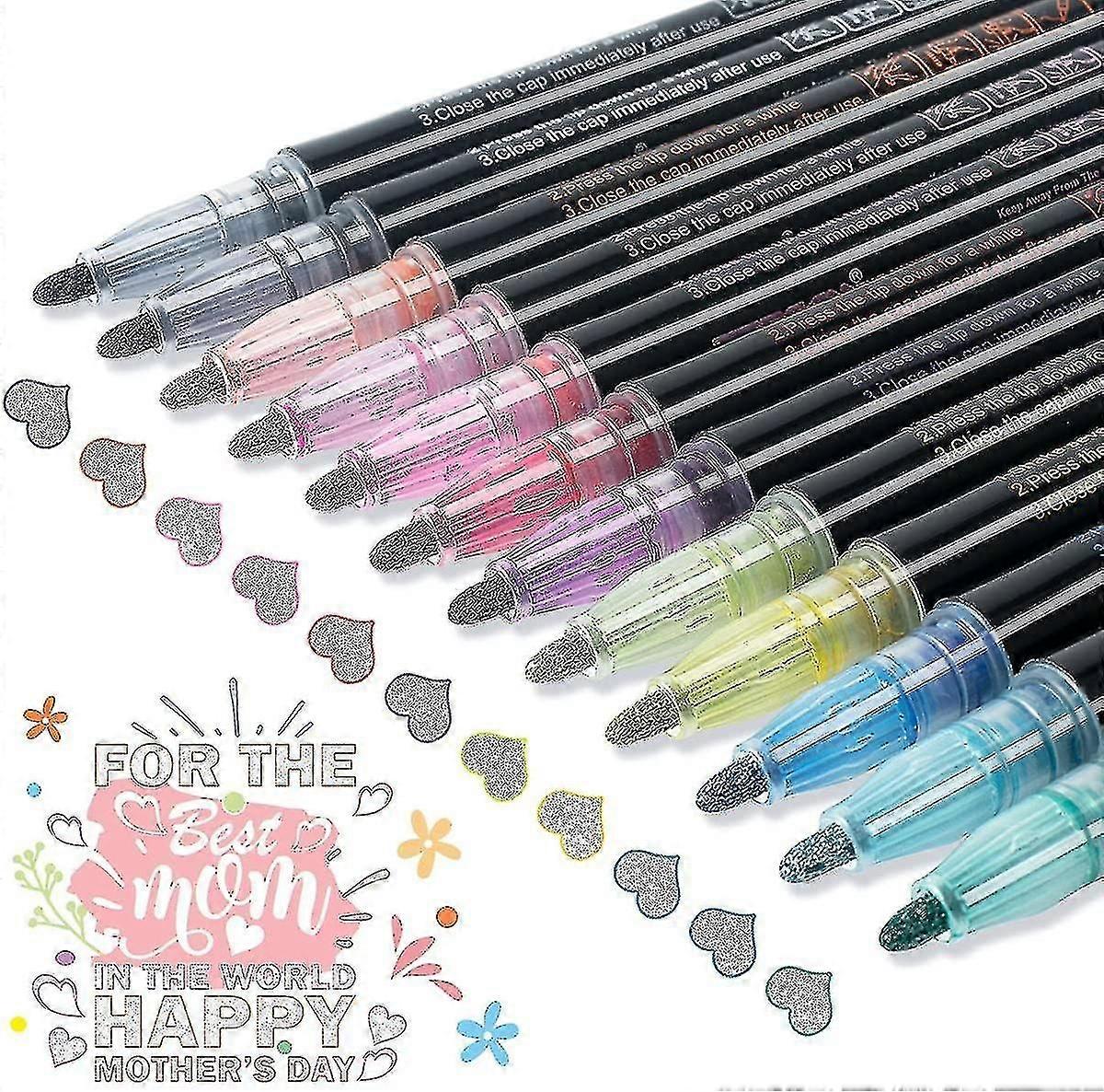 Outline Markers,shimmer Marker Set,12 Colors Outline Paint Marker Glitter Pen Double Lines Art Markers Pens,easter Egg Paintings,for Writing Christmas