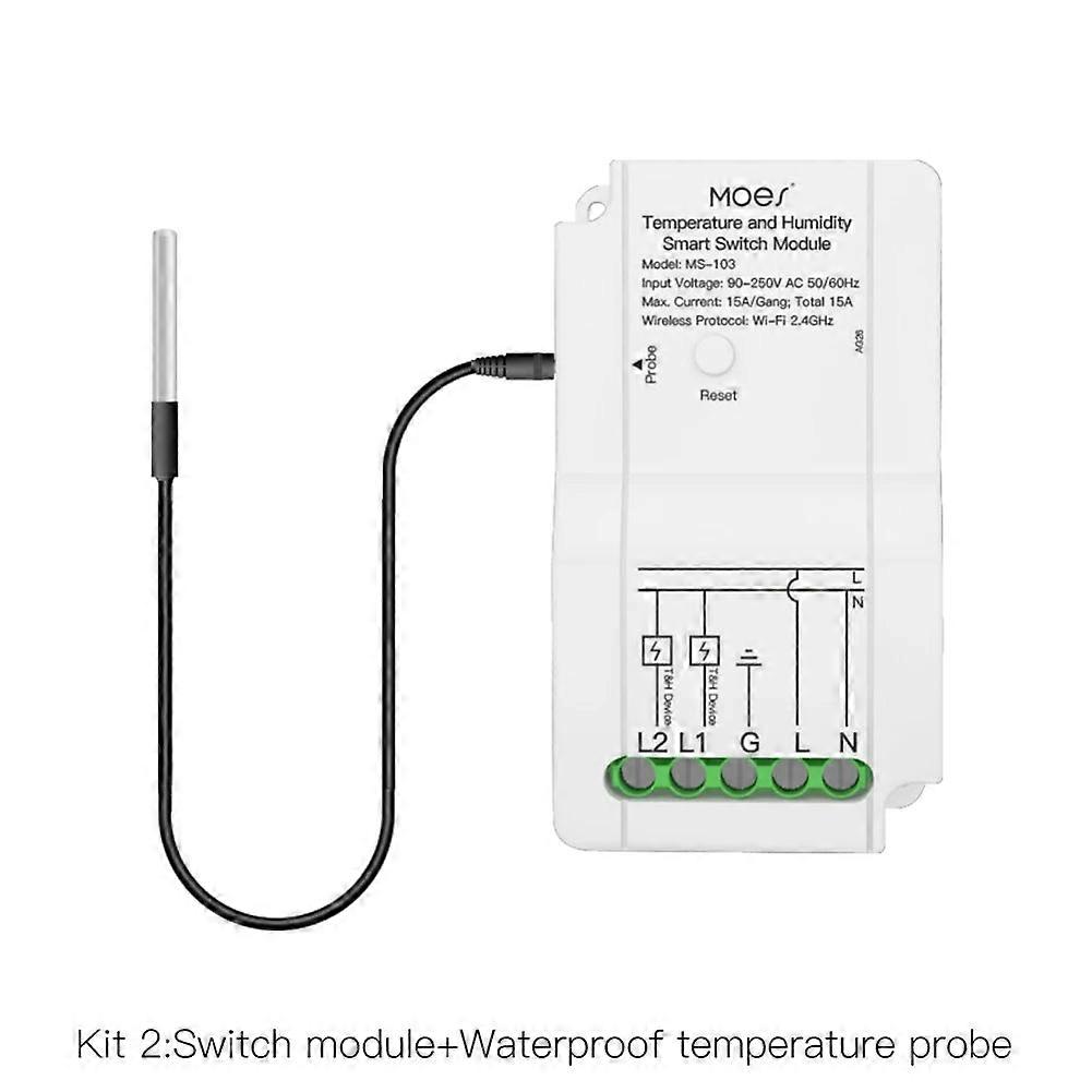 Wifi Smart Temperature & Humidity Sensor With Dual Relay Switch, Alexa & Google