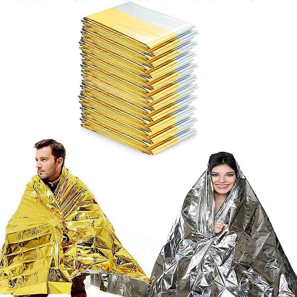 Rescue Blanket Gold & Silver 11 Units Large Size 82 x 63 in Emergency Thermal Blankets