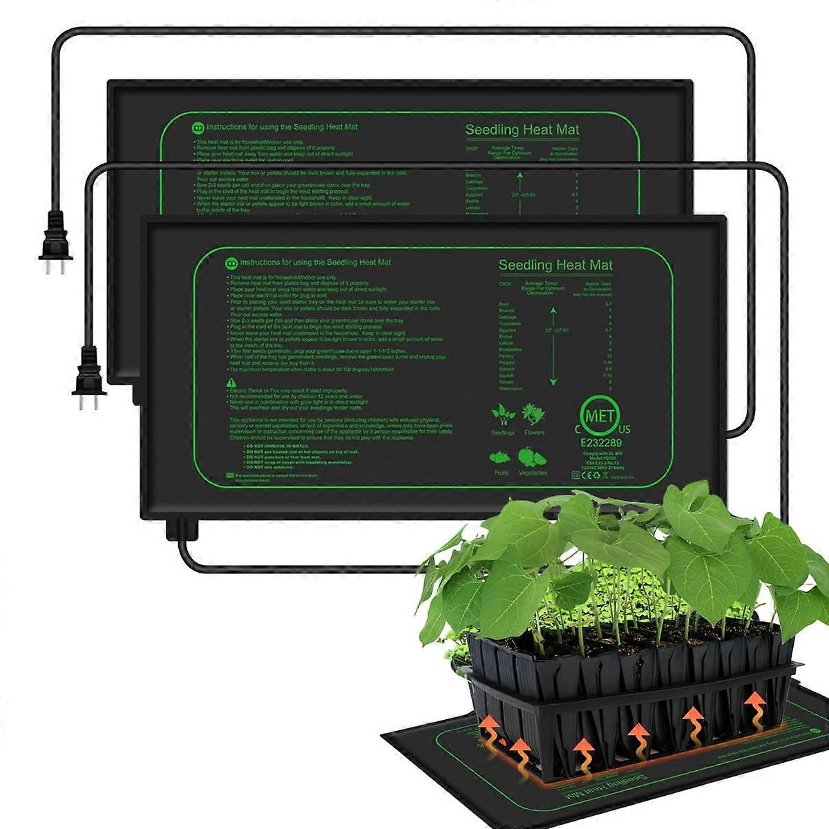 Seedling Heat Mat 2-Pack, 10 X 20.75 Inches, 21W Indoor Seed Tray Germination Mat
