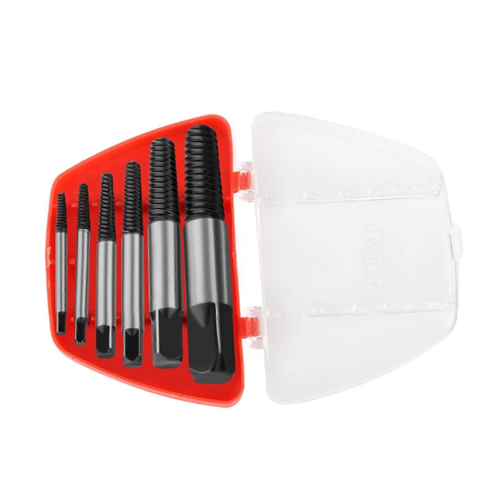 6Pcs/Set Steel Damaged Screw Extractor Drill Bit Broken Speed Out Set Guide Broken Bolt Remover Easy Out Tool Accessories Drill bits