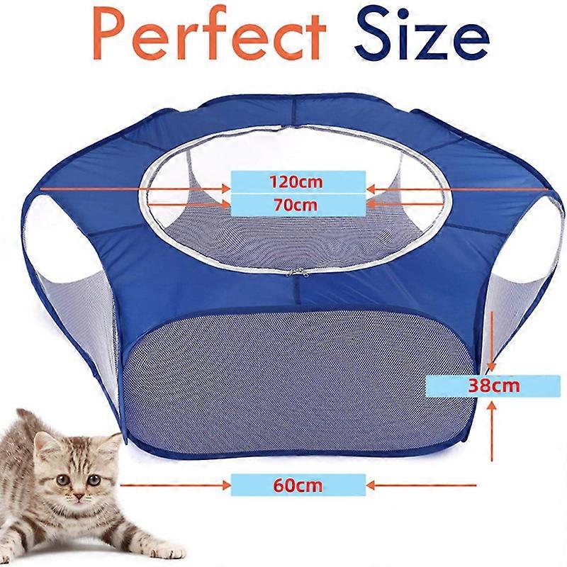 Small Animals Cage Tent with Top Cover Breathable Foldable Playpen Exercise Fence for Outdoor/Indoor