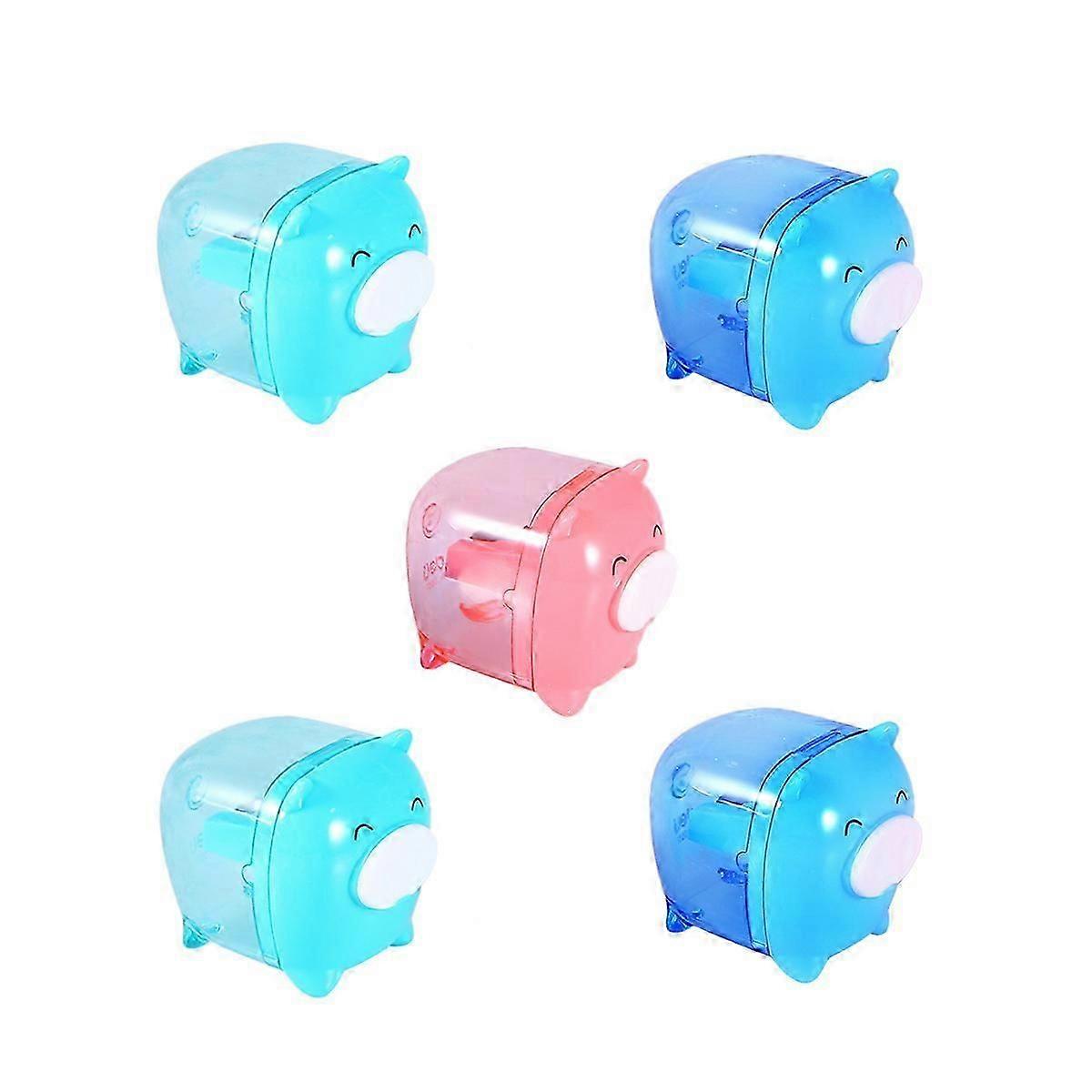 5pcs Colores Mixtos Piggy Pencil Sharpener Cartoon Pig Handheld Sharpener