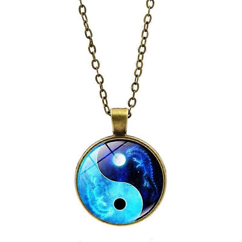 Yin Yang Kolye Mavi Tai Chi Kolye Kolye Dostluk Tai Chi Boyun Zinciri