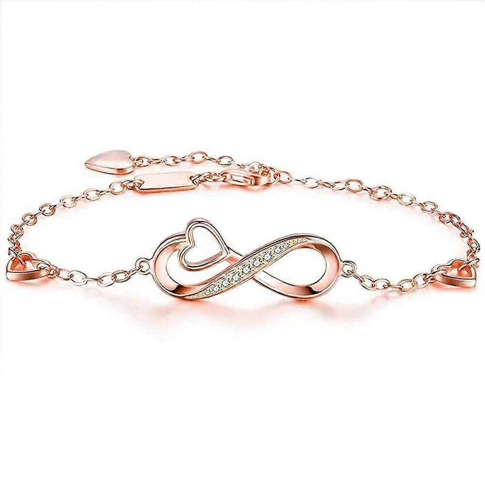 925 Sterling Silver Ladies Gold-plated Infinity Heart Bracelets