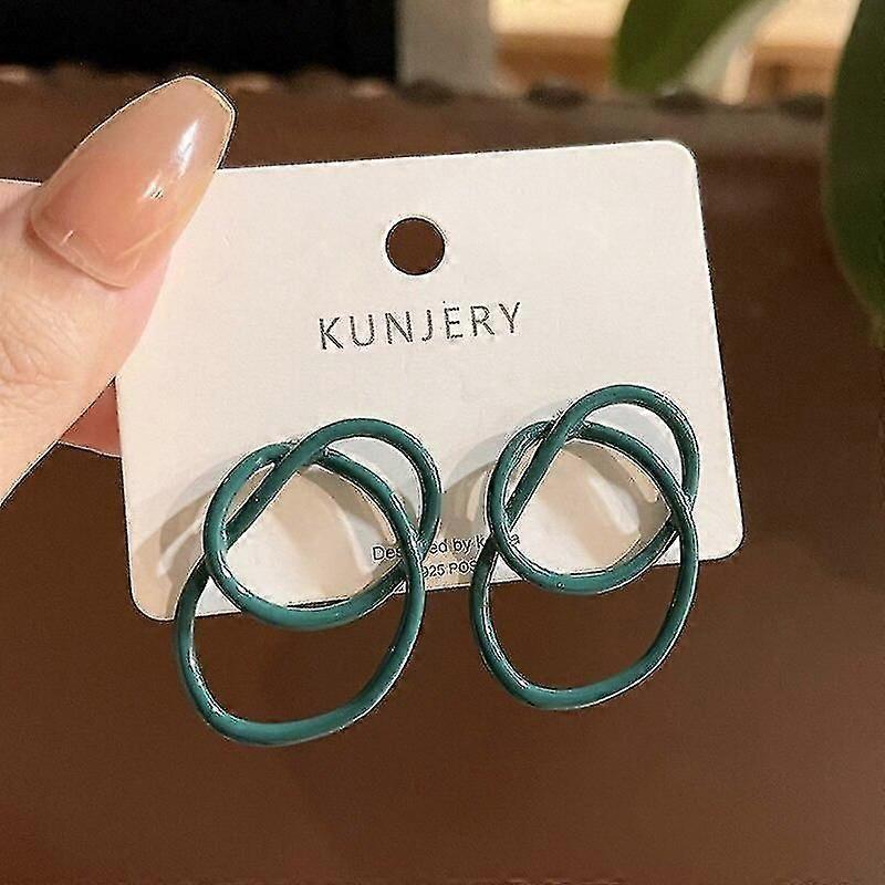 Geometric Green Earrings Coating Irregular Earrings