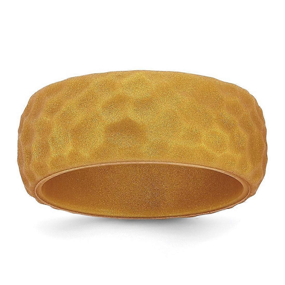 Silicone métallisé or 8,50 mm martelé Band-Band style bague pour femmes et hommes - taille de la bague : 8 à 13