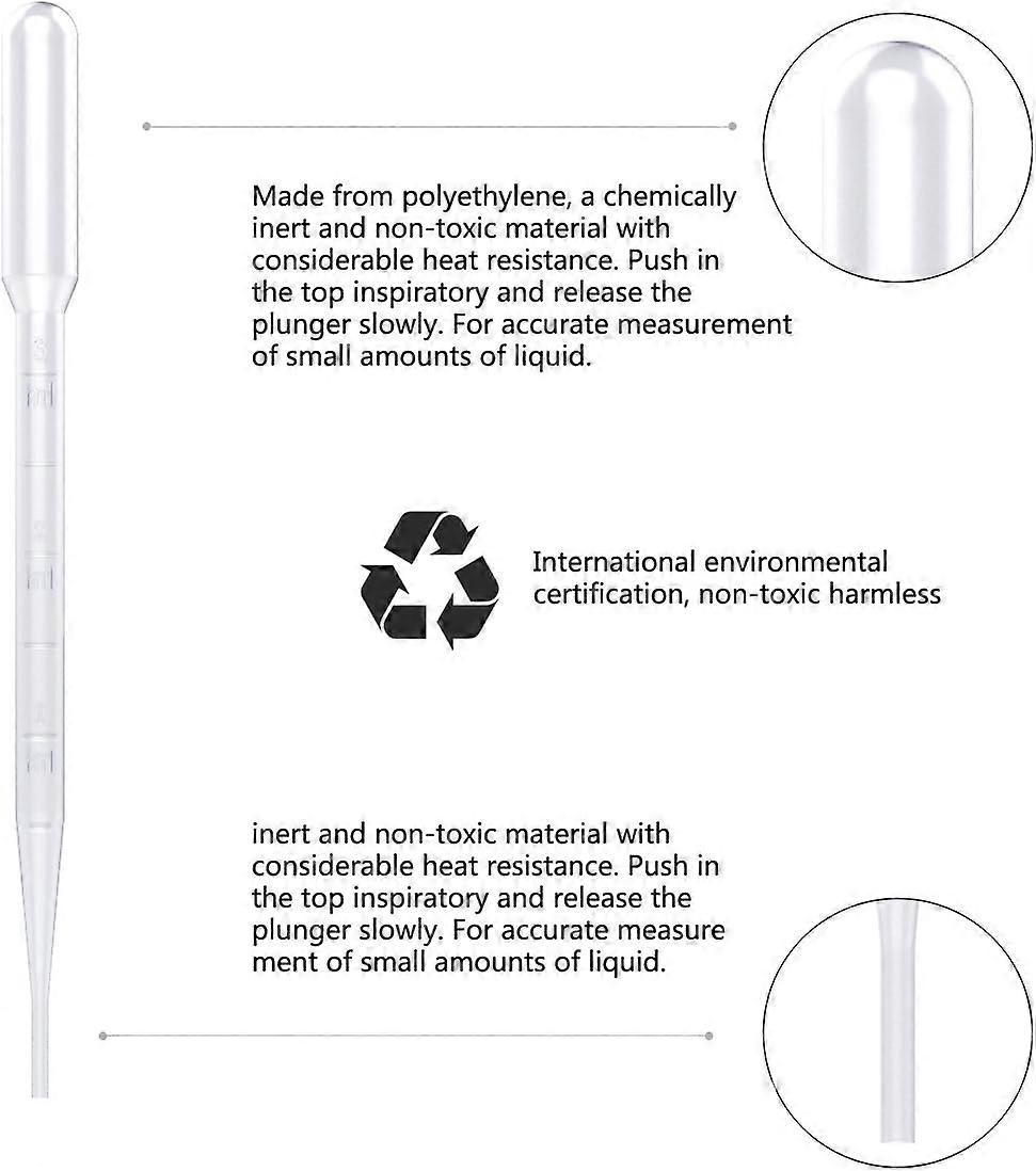 Pack of 100 Pipettes Dropper Plastic Transfer Pipette 3 ml Measuring Pipette for Lab Experiment Acrylic Paints Drawing Makeup Tools