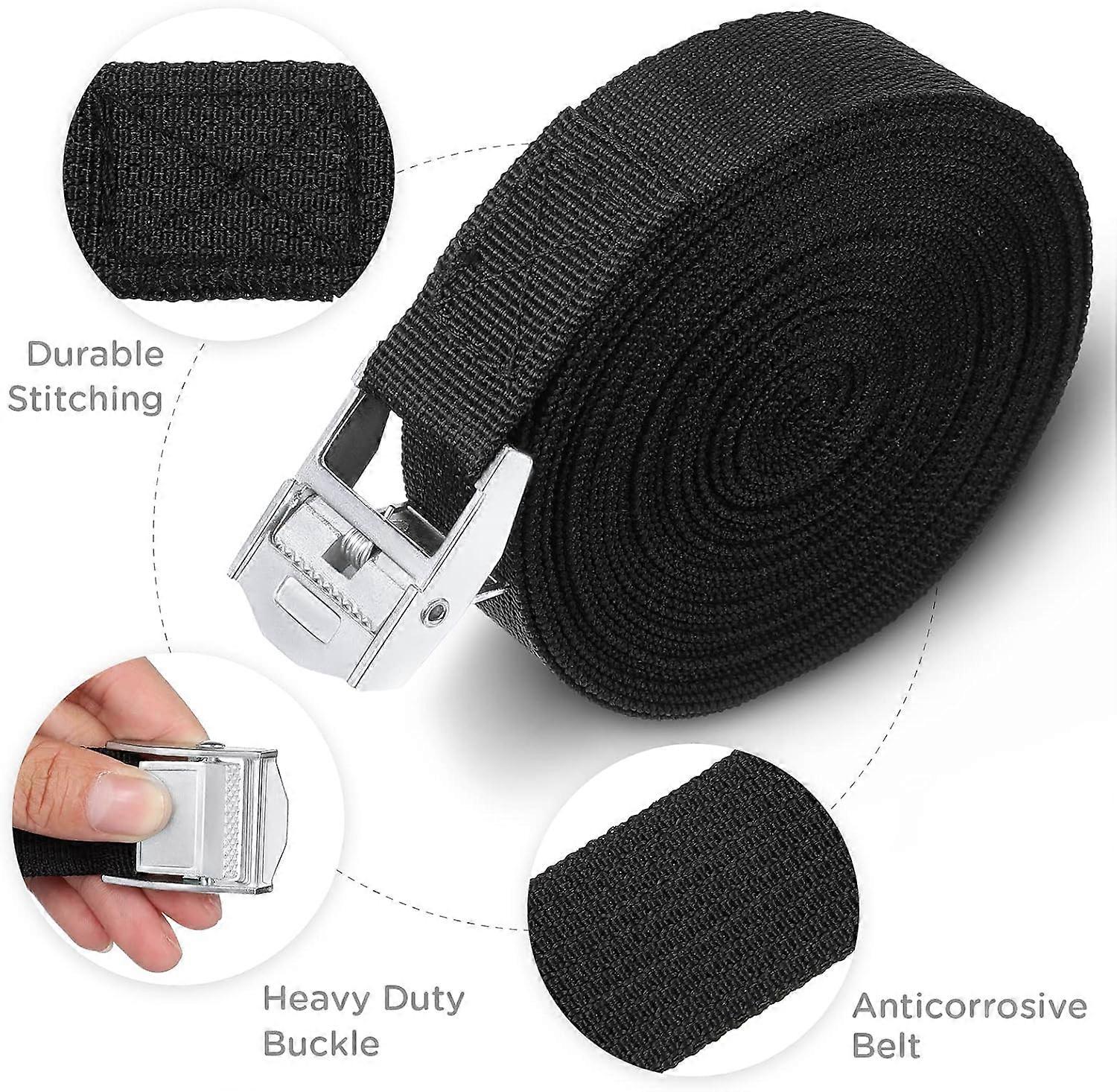 15 Pack Lashing Straps Adjustable Kayaks Tie Down Straps with Buckles Cam Buckle Straps up to 250lbs 20mm*400mm