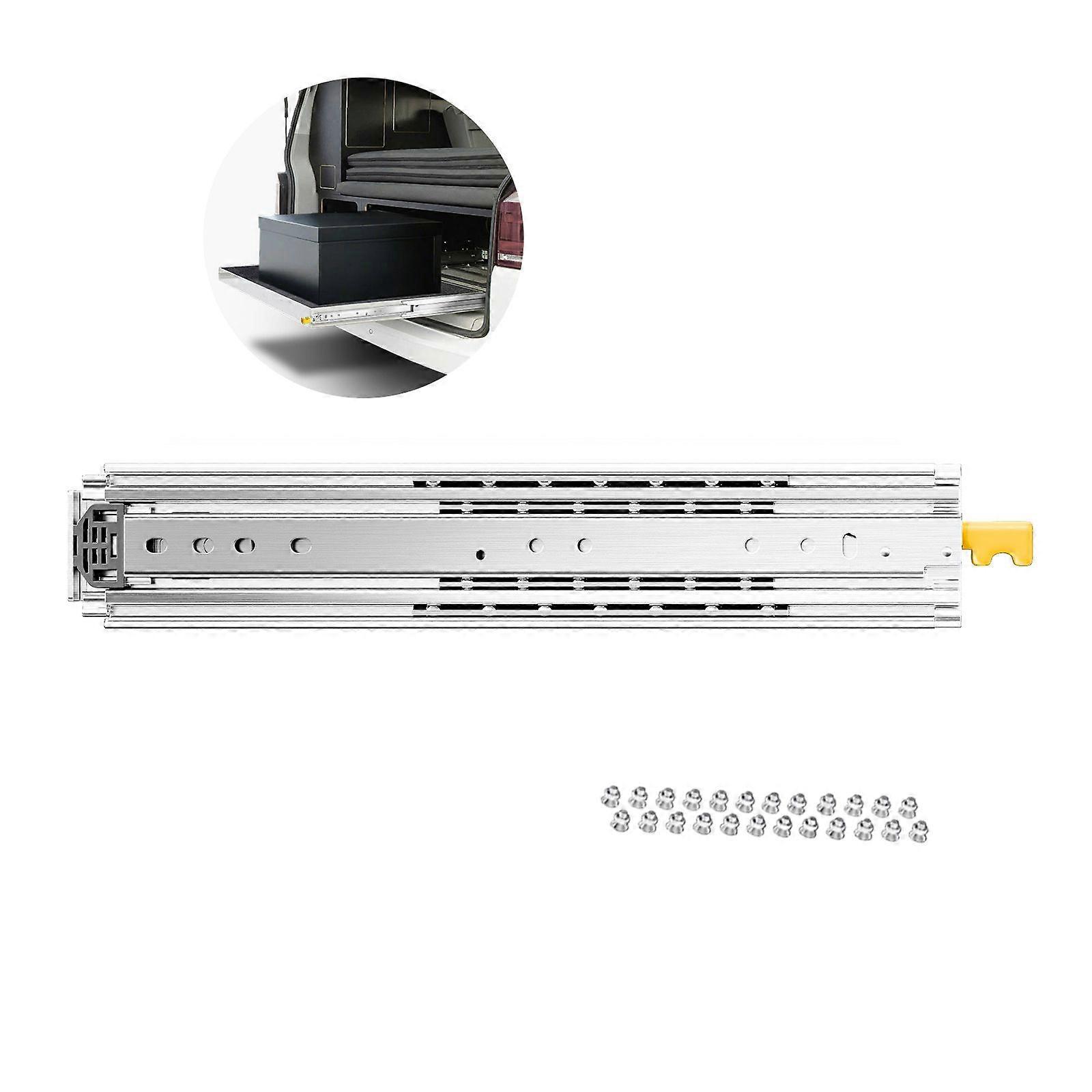 1 Pair Extension Drawer Slides 18 20 22 28 30 32 36 38 40 44 48 52 56 60 in, 500 lbs Load Capacity Locking Drawer Slides