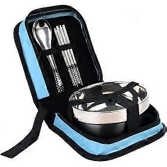 Outdoor Less Steel Tableware Cam Cutlery Foldable Chop Spoon Bowls Picnic Ist Set Bag Dinnerware Travel Tools ()1pcs