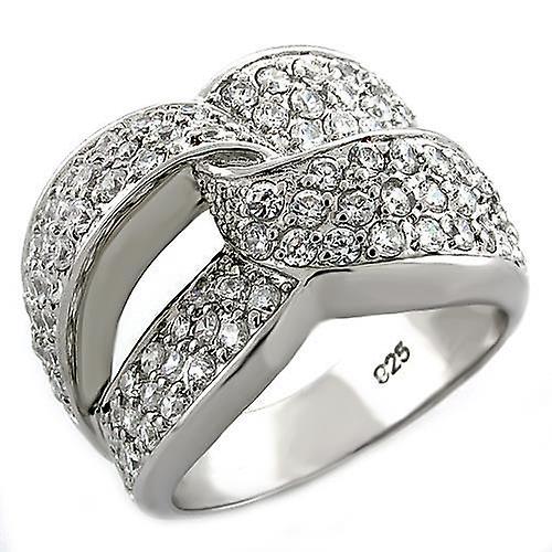 Sterling Silver Ring AAA GRD CZ Clear LOAS1006 for Women Style Rhodium
