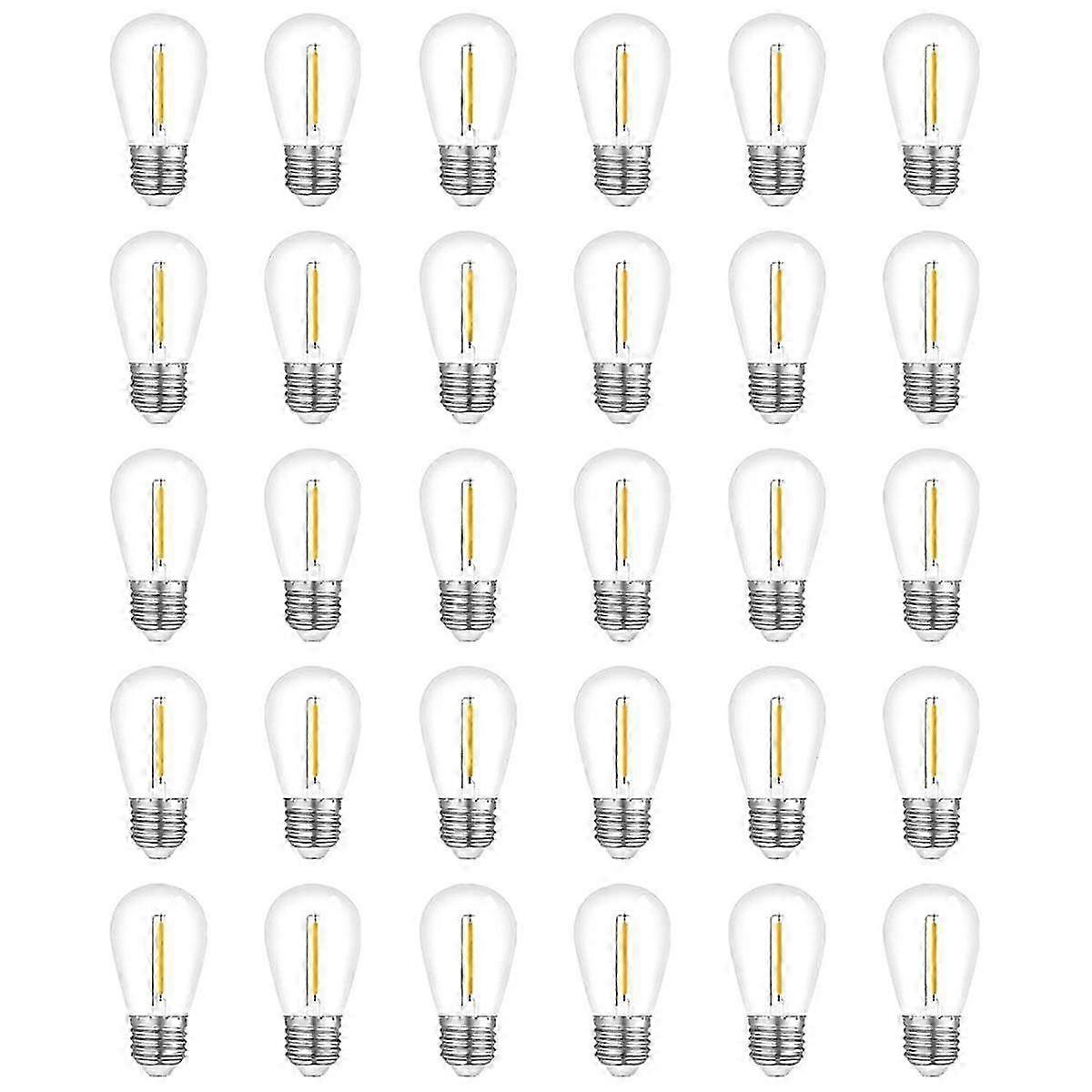 30-pack waterproof s14 replacement bulbs for outdoor string lights, e26 base warm white