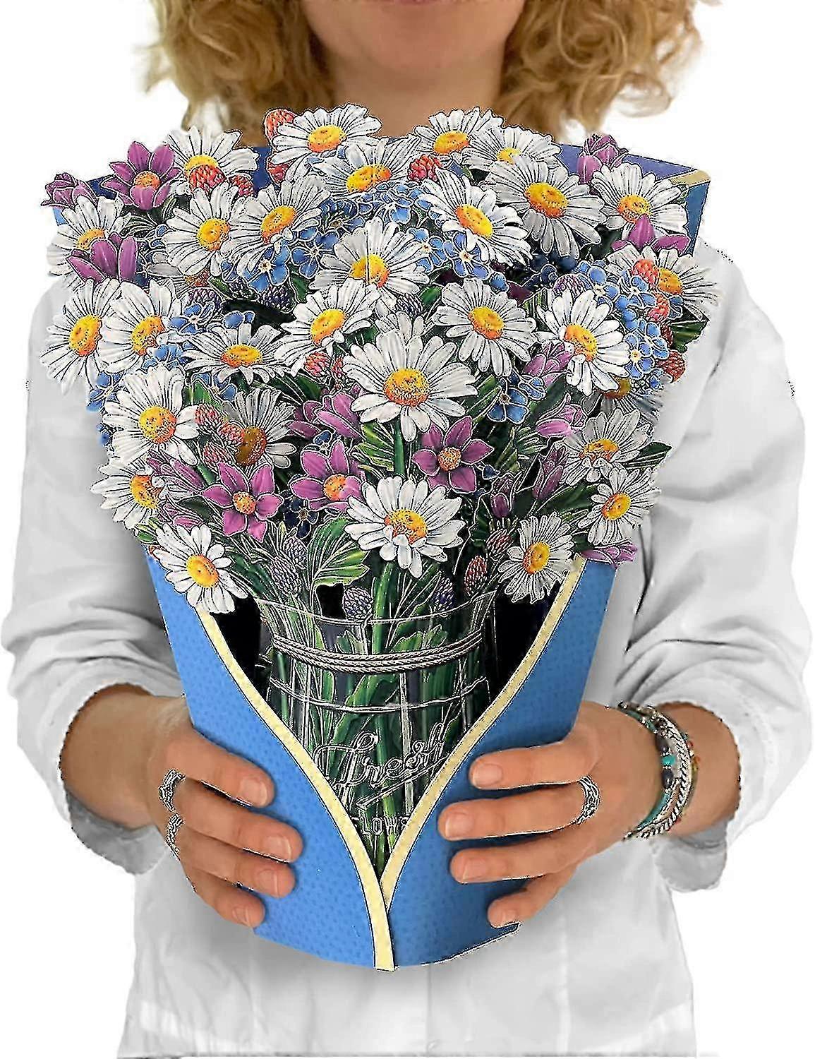 Pop 12 Inch Sized Flower Bouquet 3d Popup Greeting Cards With And Envelope Up Cards,