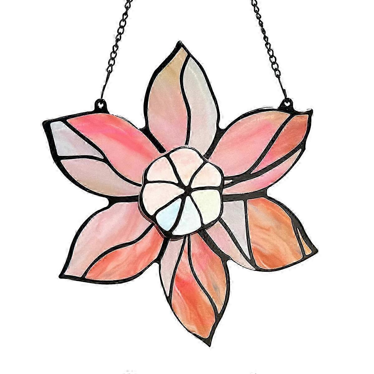 Double Layered Stained Glass Suncatchers with Floral Design for Window Hanging Decoration