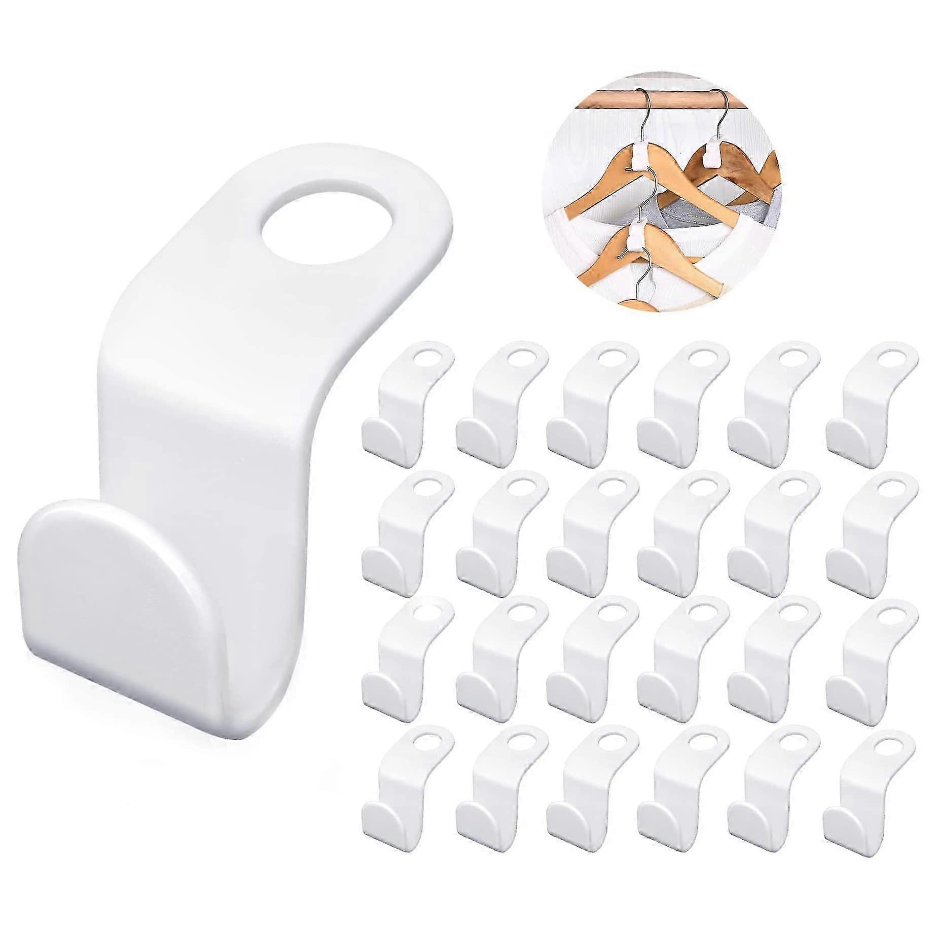 50 Pcs Space-Saving Stackable Clothes Hanger Connector Hooks, White