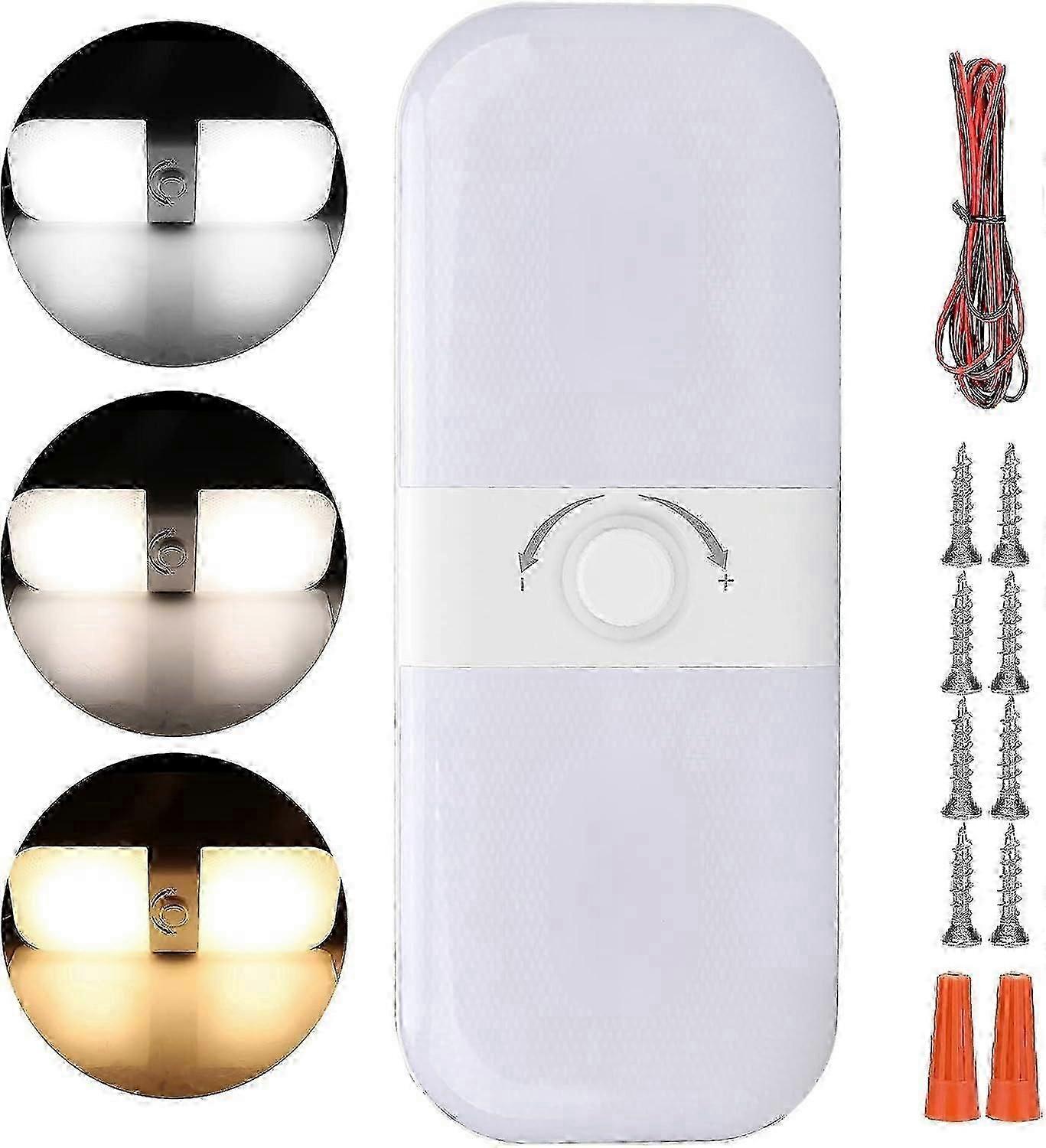 12v Led Caravan Interior Lighting, Dimmable Campervan Ceiling Led Lights With On/off Switch Car Interior Dome Light 3 Colours With Knob Switch For Rv