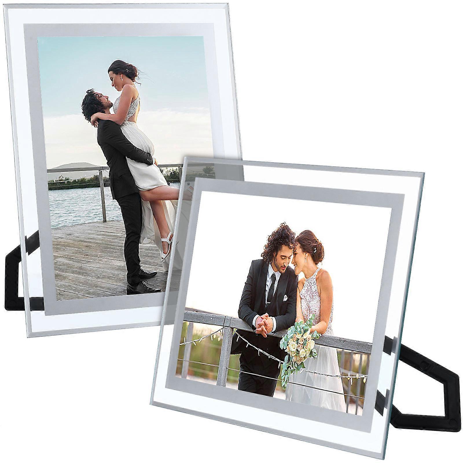 Clear Glass Rectangular Photo Frames Set of 2 for Wedding, Home, Office Display of Photos, Certificates, Travel Memories