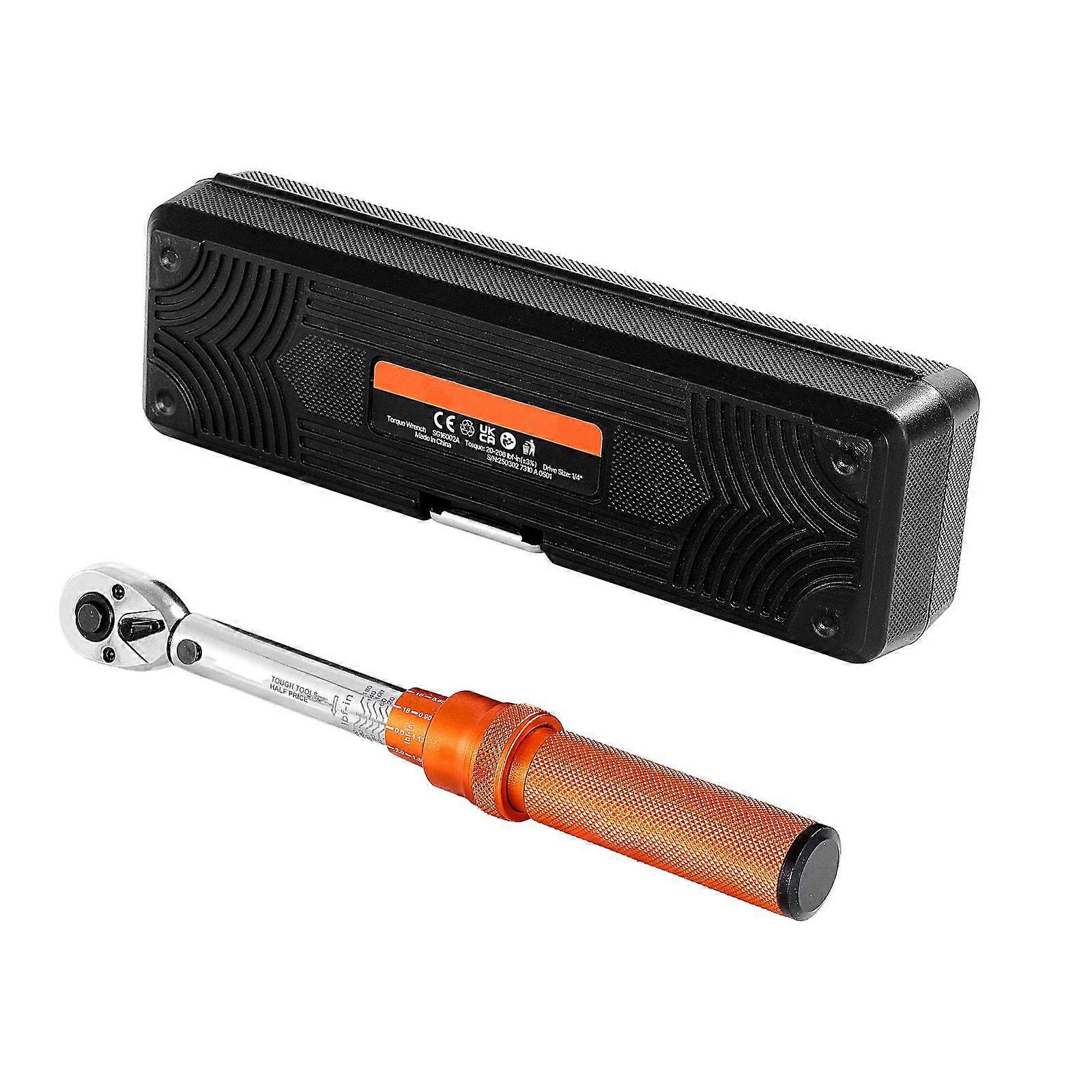 Click Torque Wrench Set, 1/4Inch Drive, 20-200lbf-in/2.3-22.6N.m, Dual-direction and Dual Range Scales, 72-Tooth, 3% High Precision
