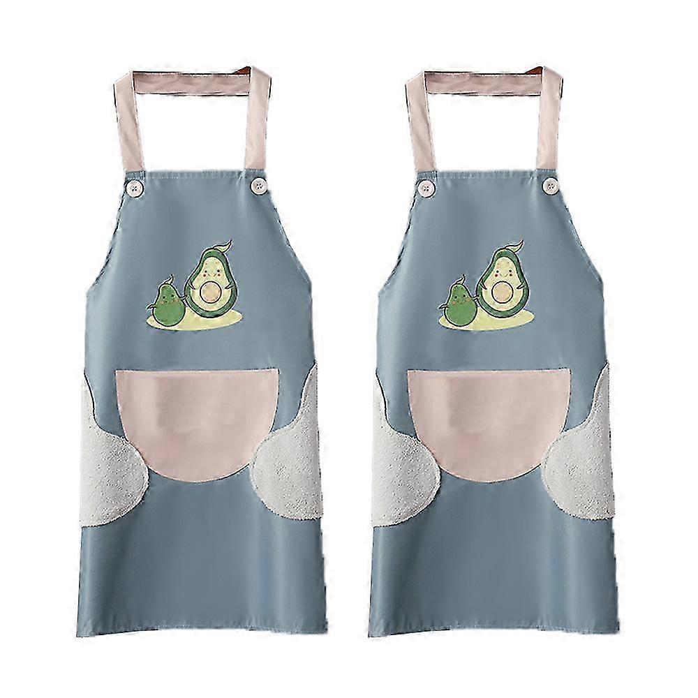 2pcs Kitchen Household Apron, Waterproof and Anti-Stain Design, Wipes Hands Easily, PVCH Strap, Avocado Color, Adult Sleeveless Style