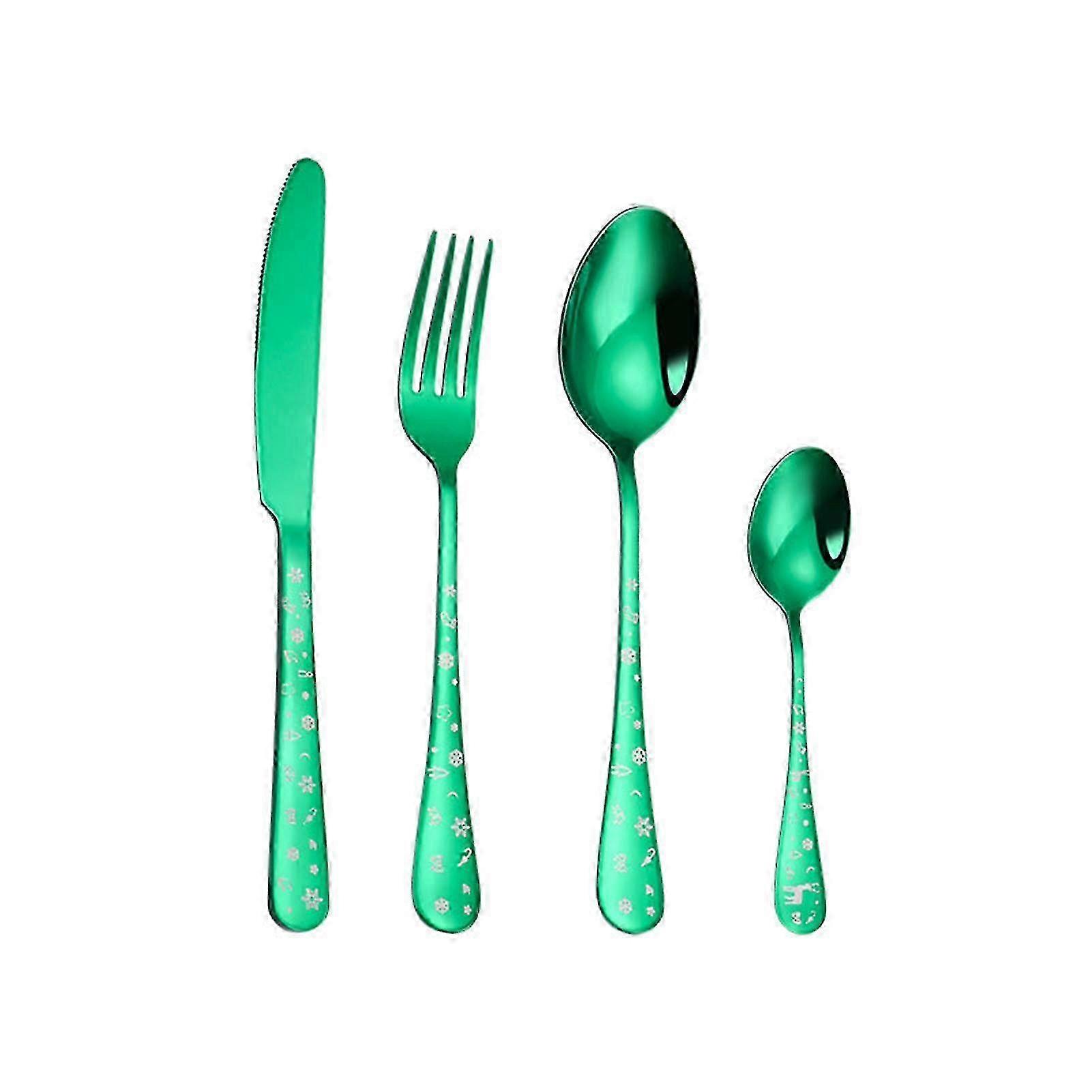 4pcs/set Exquisite Cutlery Set Corrosion Resistant Stainless Steel Smooth Edge Safe Use Scoop Fork for Everyday Use