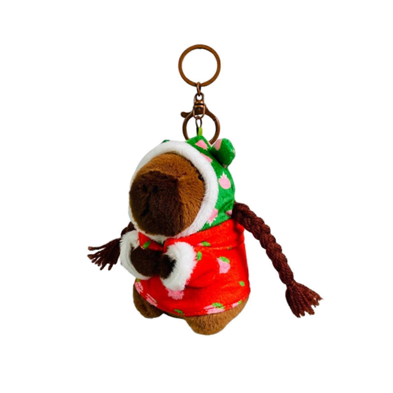 Capybara Keychain Metal Handbag Charm for Kids and Friends, Stuffed Animal Design, Red Color, Durable Keychain