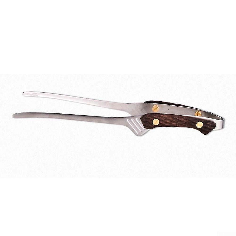 Grill tongs made of 304 stainless steel with walnut handle for and comfortable grilling and serving.