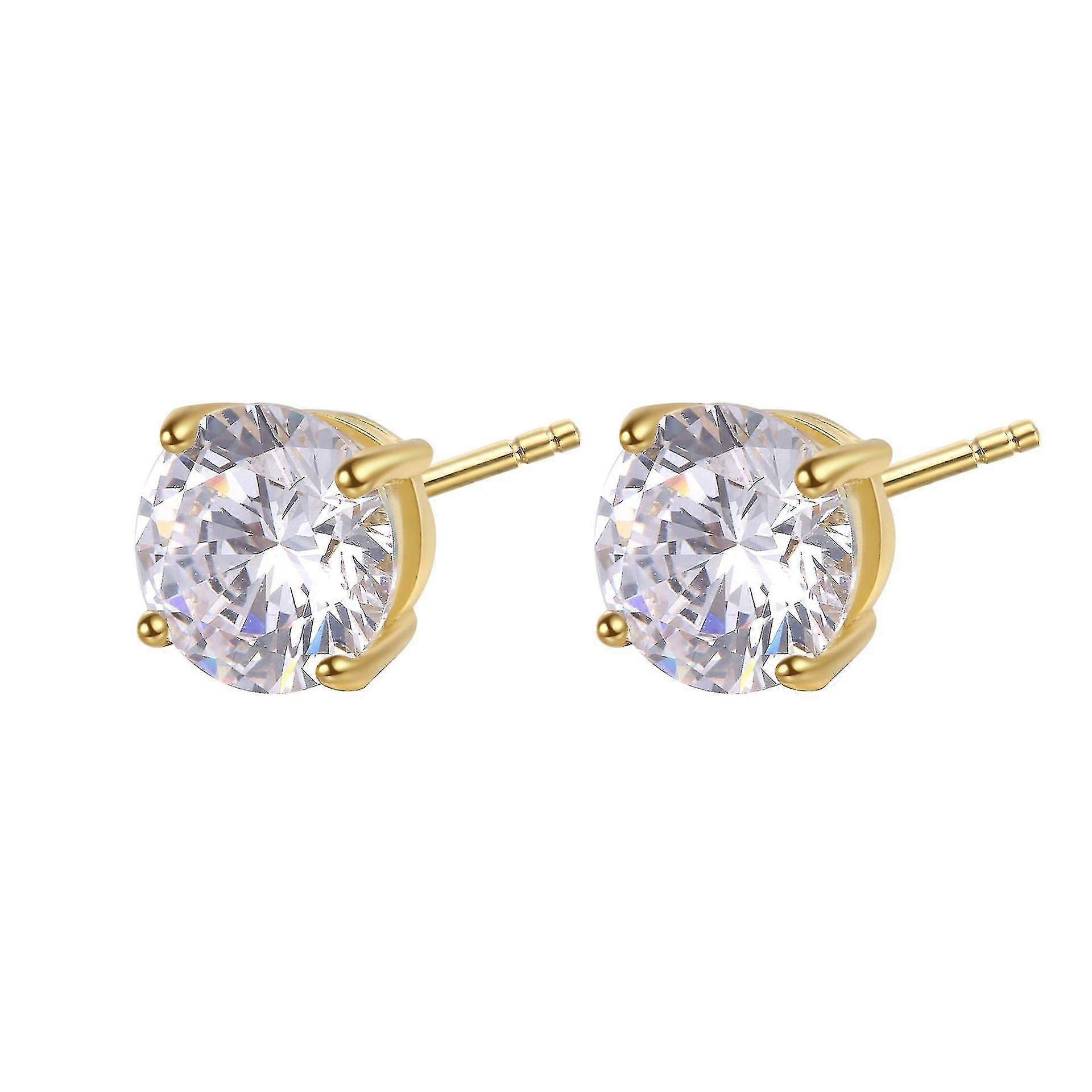 Essentials Plated Sterling Silver Cubic Zirconia Stud Earrings (round)