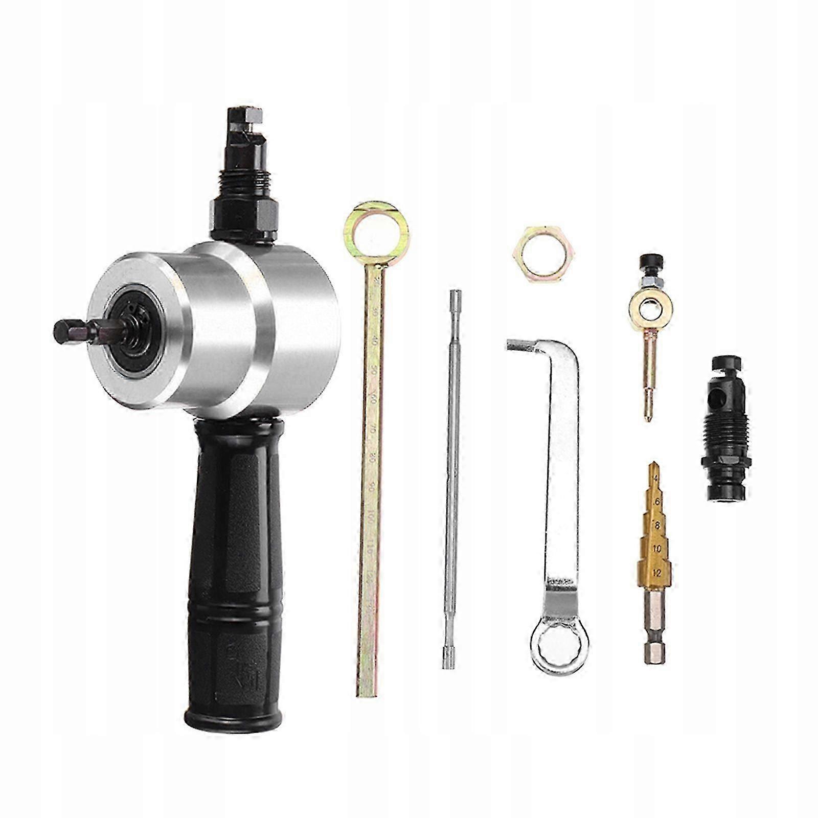 2025 Power Drill Attachment Adjustable Double Head Sheet Metal Nibbler Silver