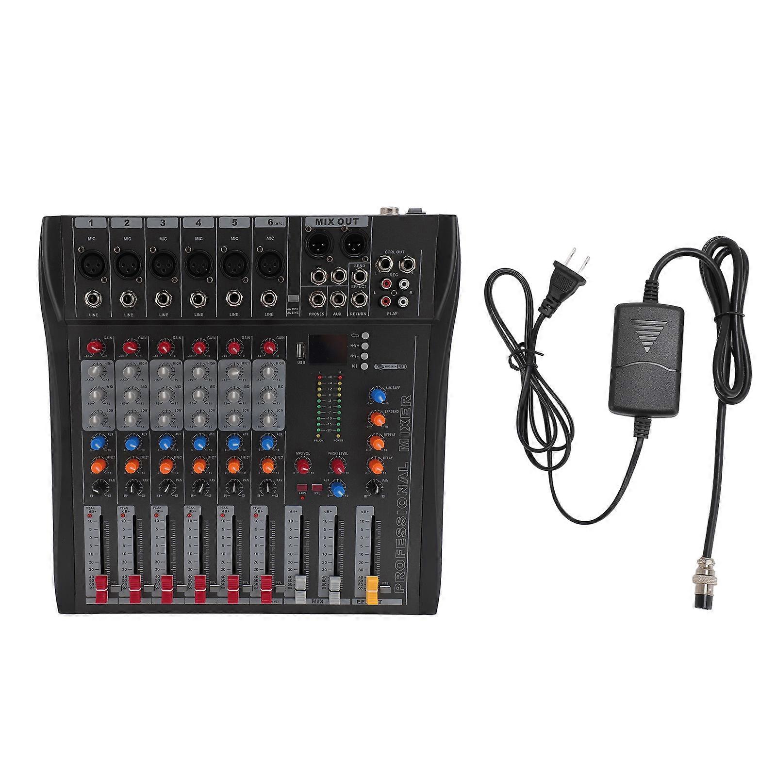 Professional 6 Channel USB Bluetooth Sound Mixer for Recording, Podcasting & Streaming