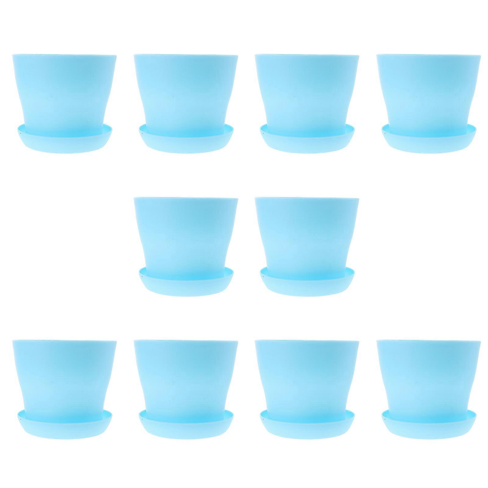 Small Flower Pot Plastic Planter Tray Gardening 10 Pcs